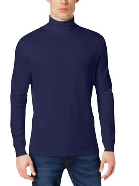 Club Room Men's Solid Turtleneck Shirt, Navy - NWT
